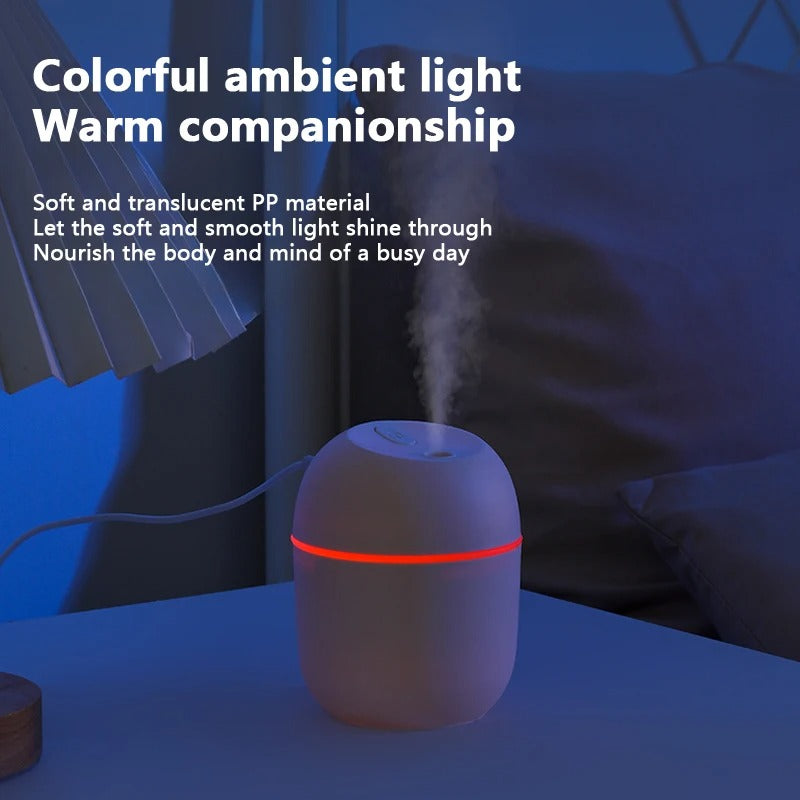 Portable Mini Air Humidifier – USB Desktop Diffuser with LED Night Light & Aromatherapy Mist
