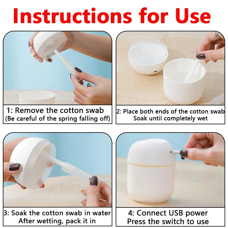 Portable Mini Air Humidifier – USB Desktop Diffuser with LED Night Light & Aromatherapy Mist