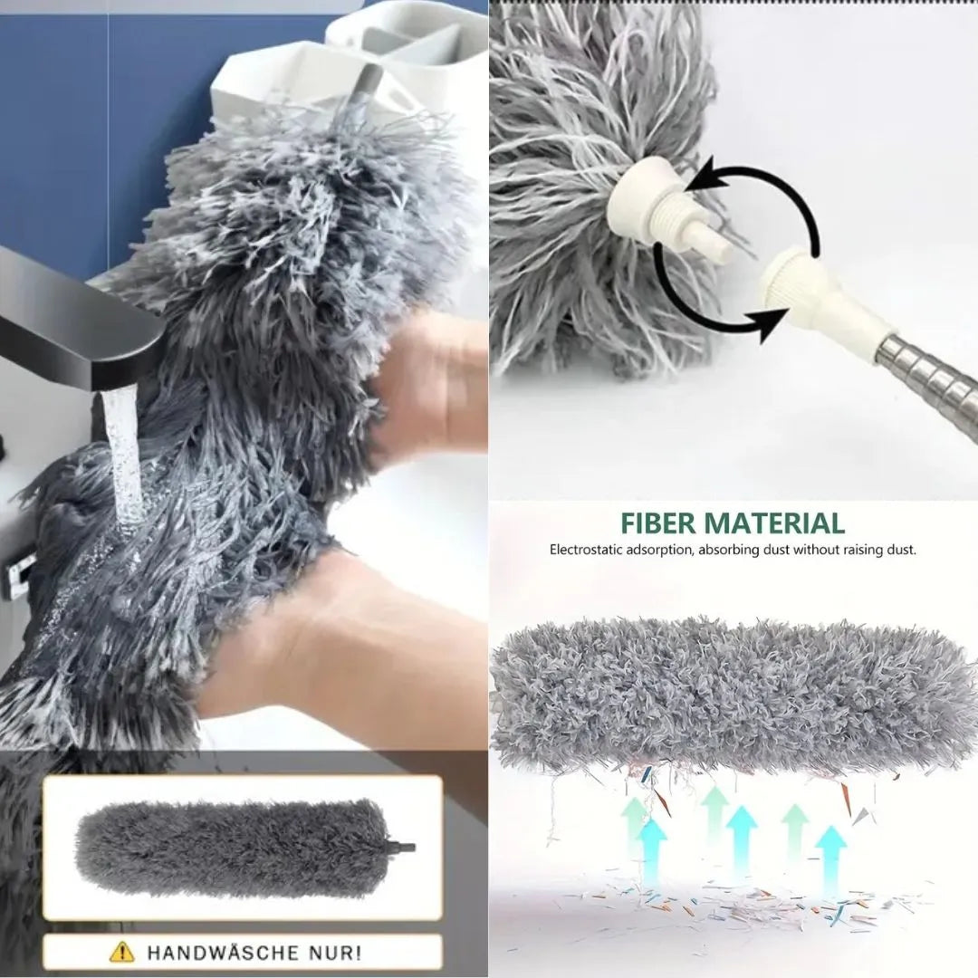 Microfiber Duster with Extension Pole – Adjustable Long Reach Cleaning Tool