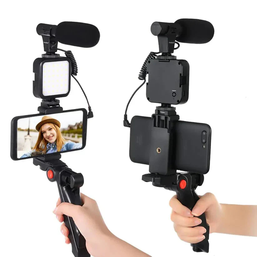 Video Making & Vlogging Kit – Tripod, Mic, LED Light & Phone Holder for TikTok & Podcasting