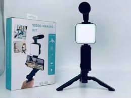 Video Making & Vlogging Kit – Tripod, Mic, LED Light & Phone Holder for TikTok & Podcasting