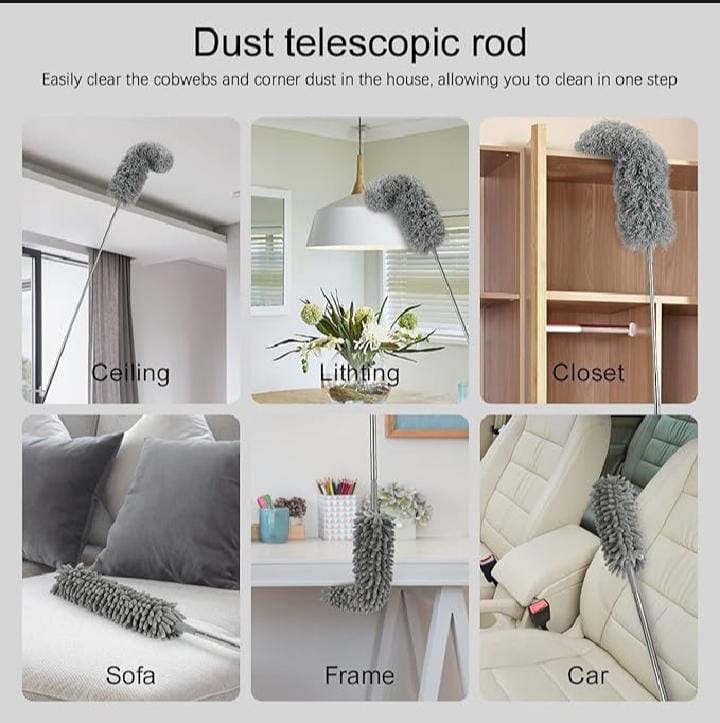 Microfiber Duster with Extension Pole – Adjustable Long Reach Cleaning Tool