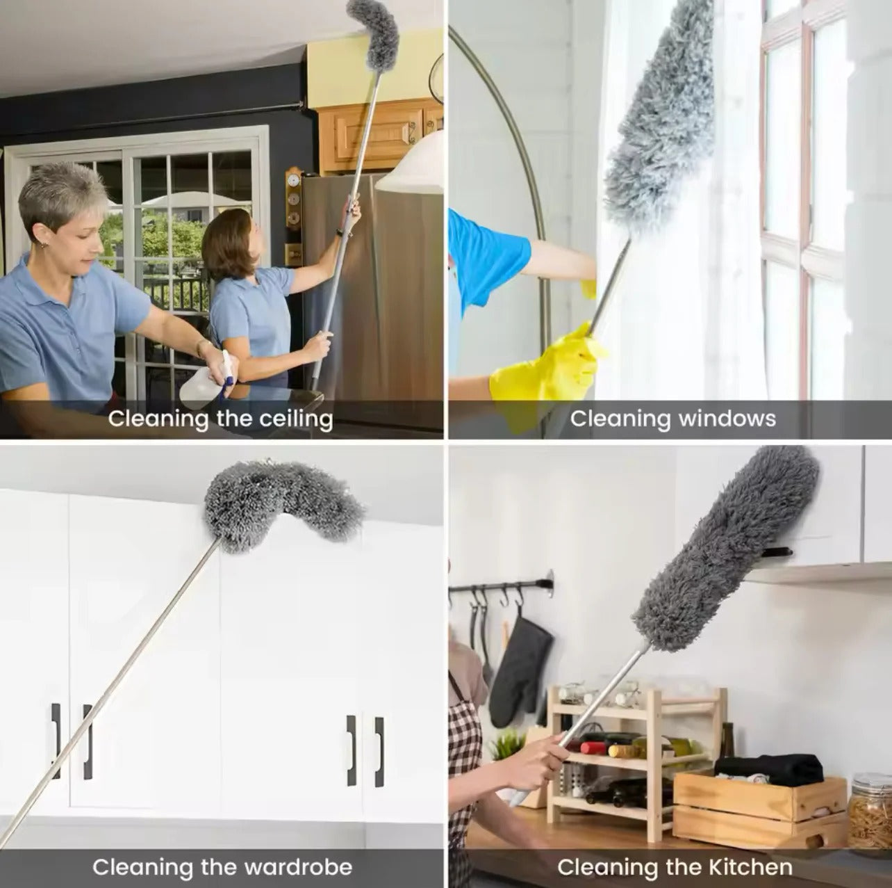 Microfiber Duster with Extension Pole – Adjustable Long Reach Cleaning Tool