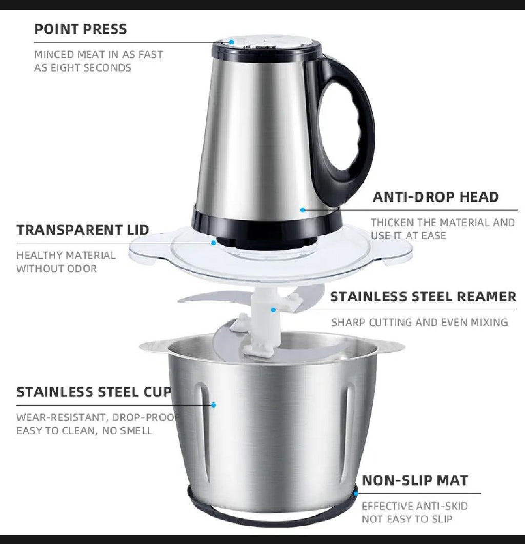 Silver Crest 3L Electric Chopper - Vegetable, Meat, Garlic & Onion Food Processor