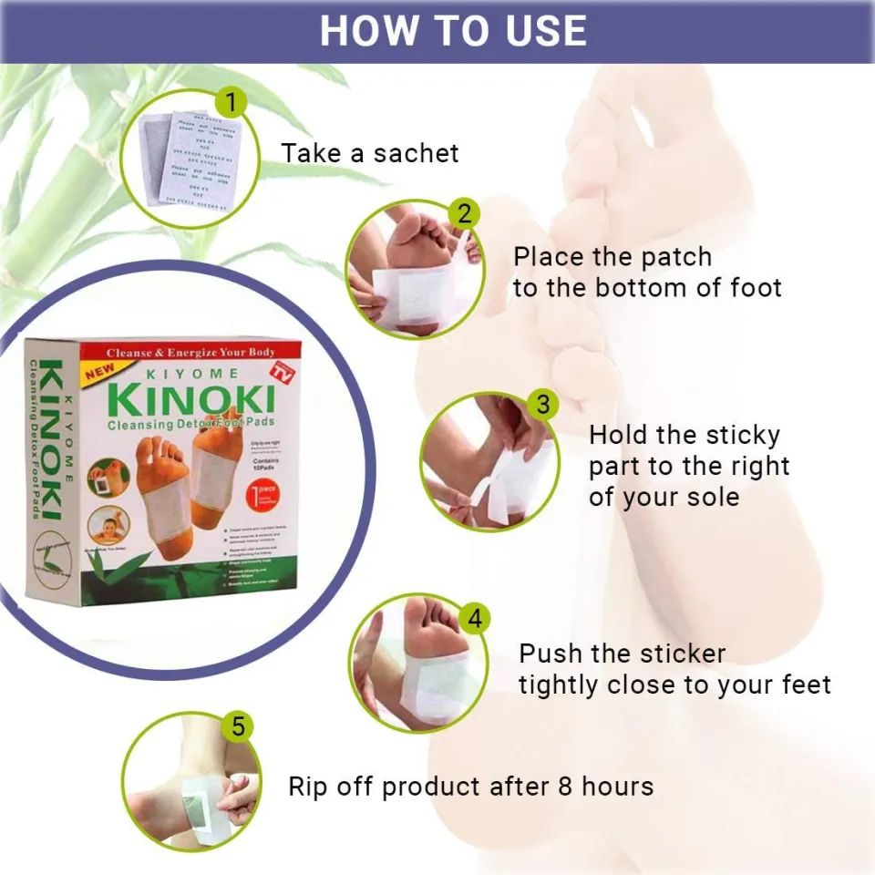 Kinoki Cleansing Detox Foot Pads (10 Pcs) – Original Organic Herbal Foot Patch with Free Shipping