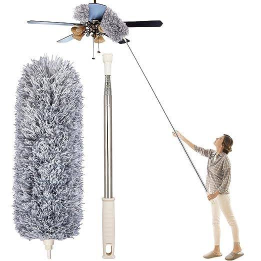 Microfiber Duster with Extension Pole – Adjustable Long Reach Cleaning Tool