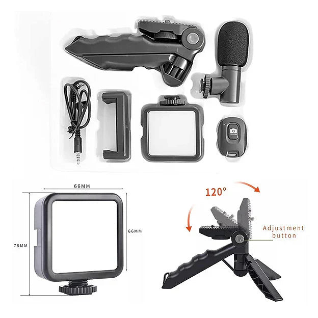 Video Making & Vlogging Kit – Tripod, Mic, LED Light & Phone Holder for TikTok & Podcasting