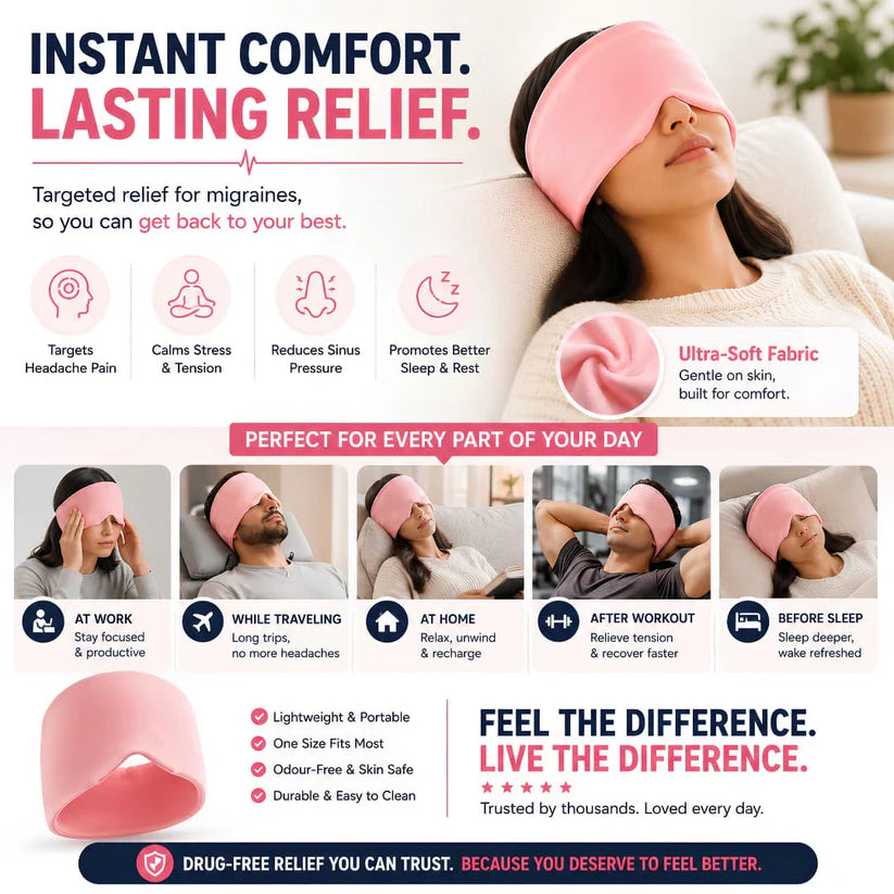 Cooling Migraine Relief Cap – Reusable Hot & Cold Therapy Headache Relief Compression Cap
