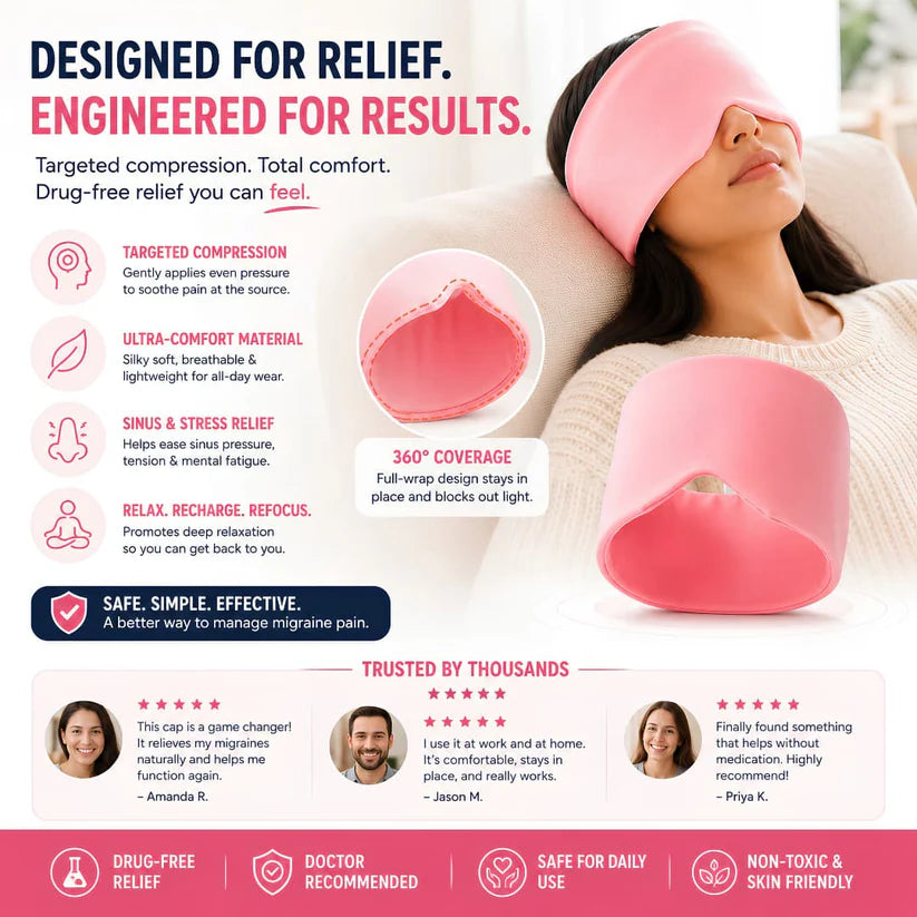 Cooling Migraine Relief Cap – Reusable Hot & Cold Therapy Headache Relief Compression Cap